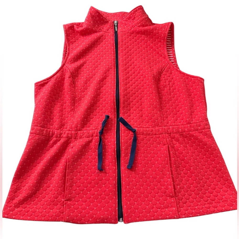 Weekends by Chicos Red Quilted Sleeveless Layering Nautical Inspired Vest